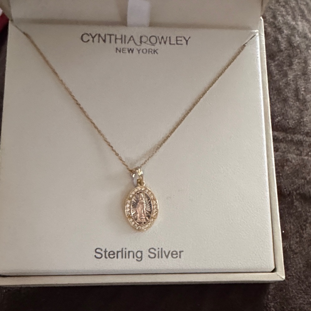 Cynthia Rowley Gold and Rose Gold Virgin Mary Pendant Necklace